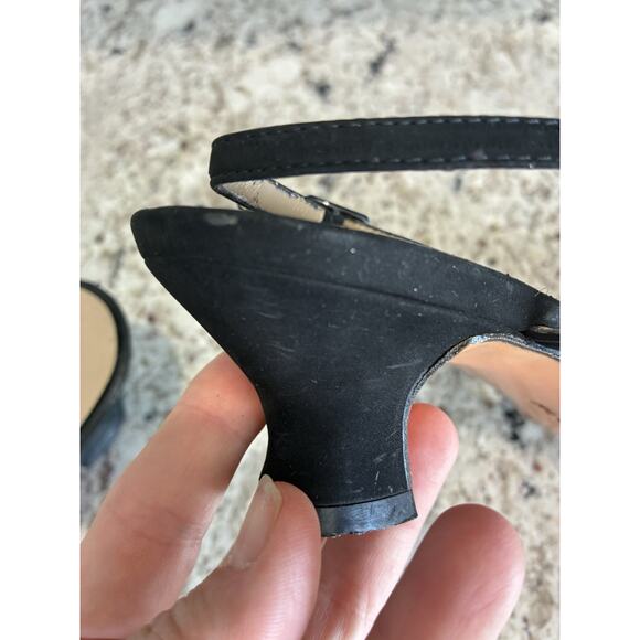 Vintage Ferragamo Black & White Striped Women's Fabric Slingbacks in 7.5 B - Picture 9 of 9